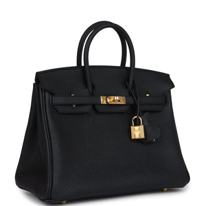 Hermes Birkin 25 Black Togo Gold Hardware