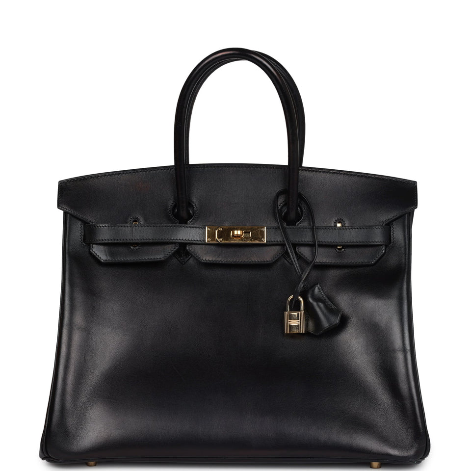 New Hermes Birkin 35 Black Box Gold Hardware