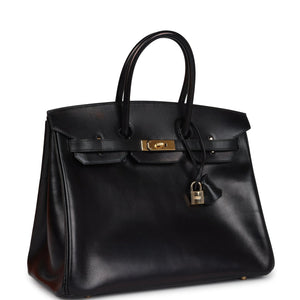 New Hermes Birkin 35 Black Box Gold Hardware