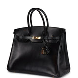 New Hermes Birkin 35 Black Box Gold Hardware