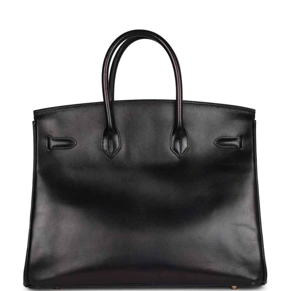 New Hermes Birkin 35 Black Box Gold Hardware