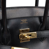 New Hermes Birkin 35 Black Box Gold Hardware