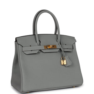 Hermes Birkin 30 Gris Mouette Togo Gold Hardware