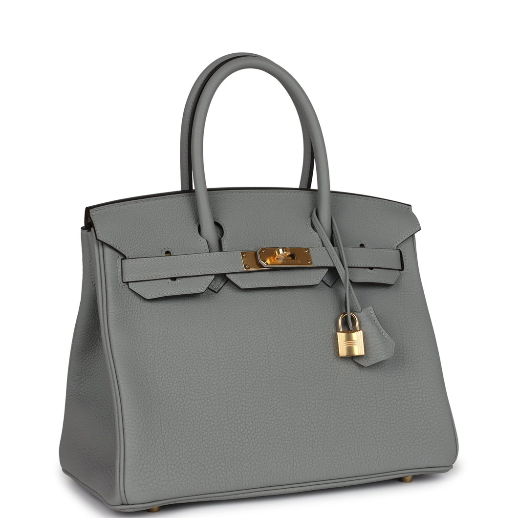 Hermes Birkin 30 Gris Mouette Togo Gold Hardware