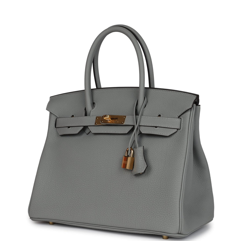 Hermes Birkin 30 Gris Mouette Togo Gold Hardware