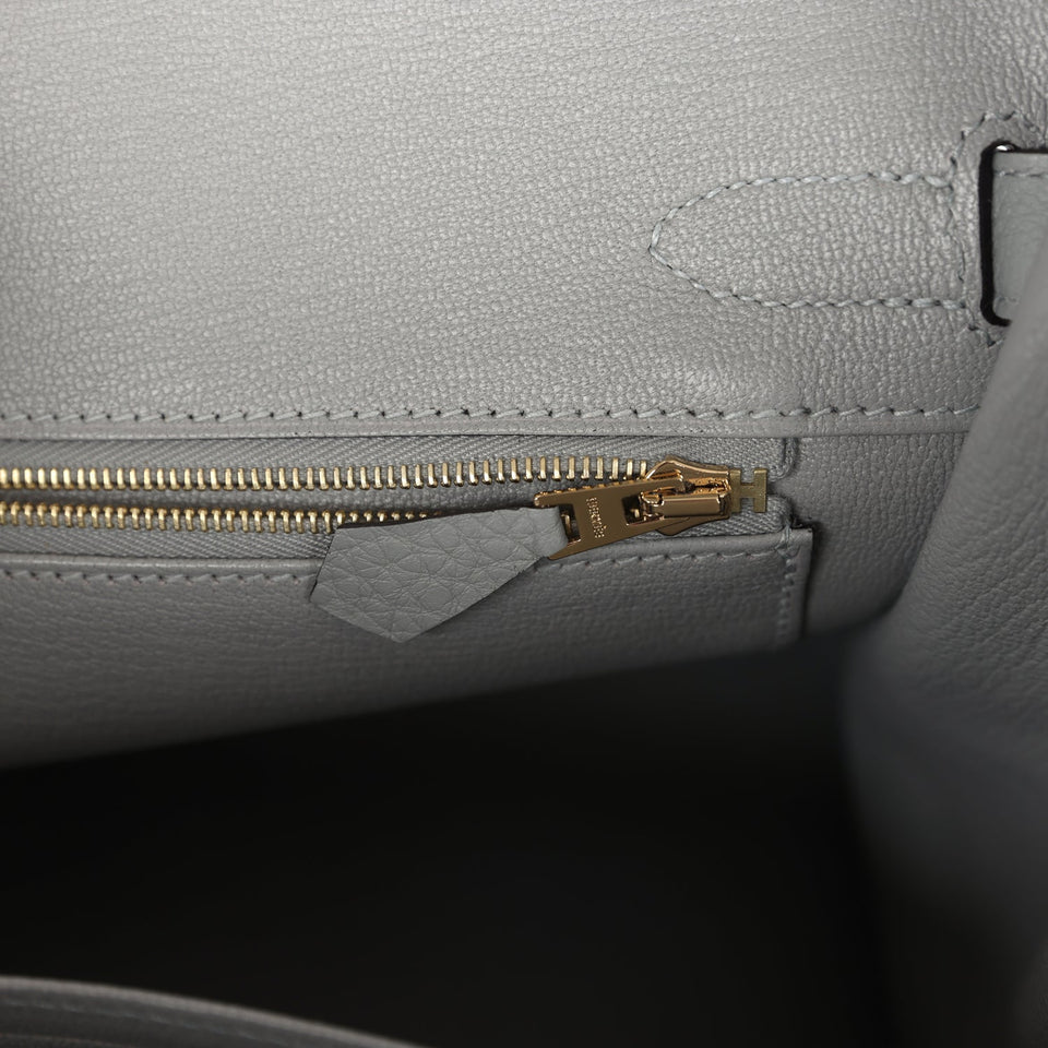 Hermes Birkin 30 Gris Mouette Togo Gold Hardware