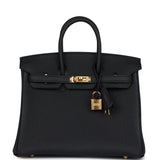Hermes Birkin 25 Black Togo Gold Hardware