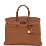 New Hermes Birkin 35 Gold Togo Gold Hardware