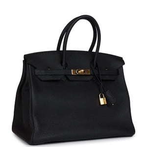 New Hermes Birkin 35 Black Togo Gold Hardware