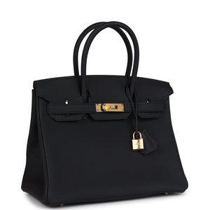 Hermes Birkin 30 Black Togo Gold Hardware