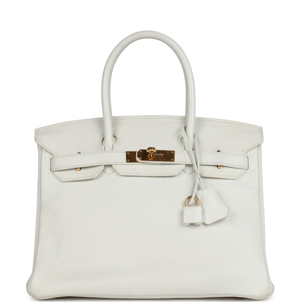 New Hermes Birkin 30 White Clemence Gold Hardware