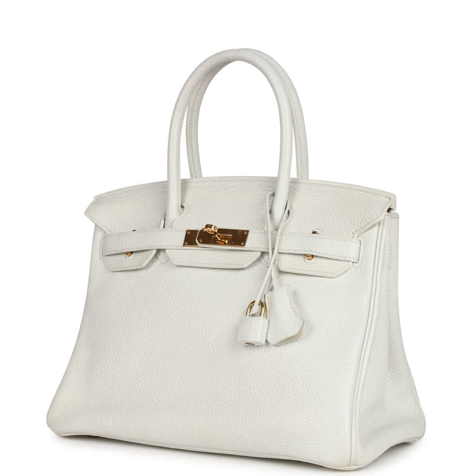 New Hermes Birkin 30 White Clemence Gold Hardware