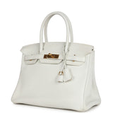 New Hermes Birkin 30 White Clemence Gold Hardware
