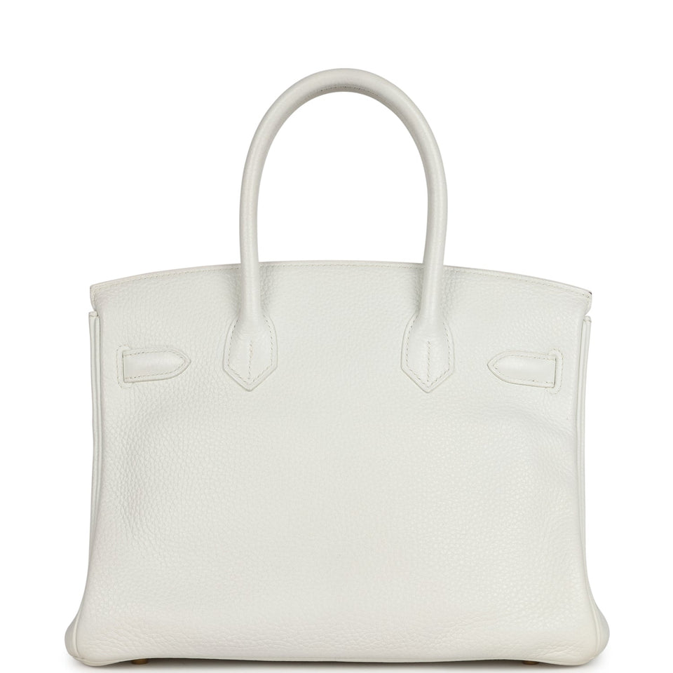 New Hermes Birkin 30 White Clemence Gold Hardware