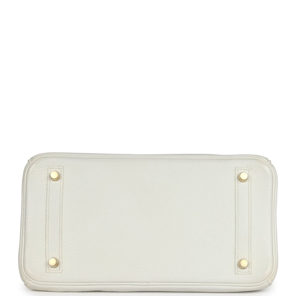 New Hermes Birkin 30 White Clemence Gold Hardware