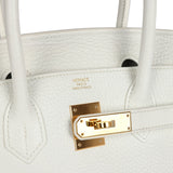 New Hermes Birkin 30 White Clemence Gold Hardware
