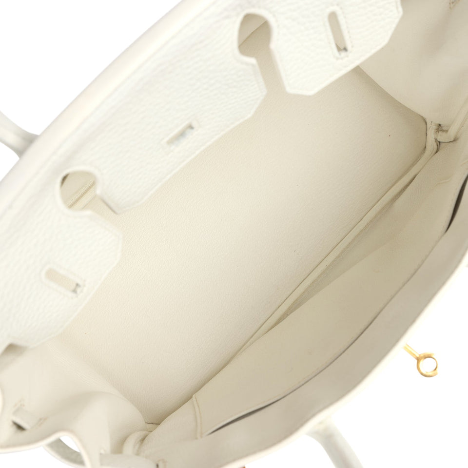 New Hermes Birkin 30 White Clemence Gold Hardware