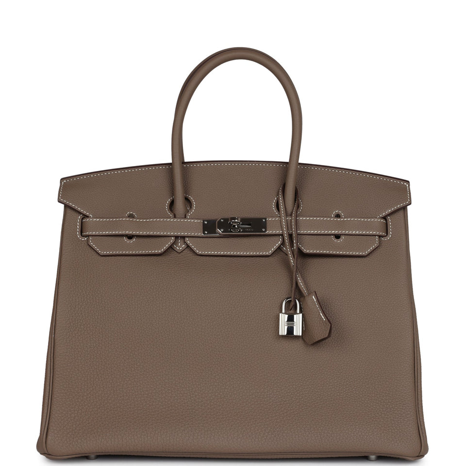 New Hermes Birkin 35 Etoupe Togo Palladium Hardware