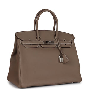 New Hermes Birkin 35 Etoupe Togo Palladium Hardware