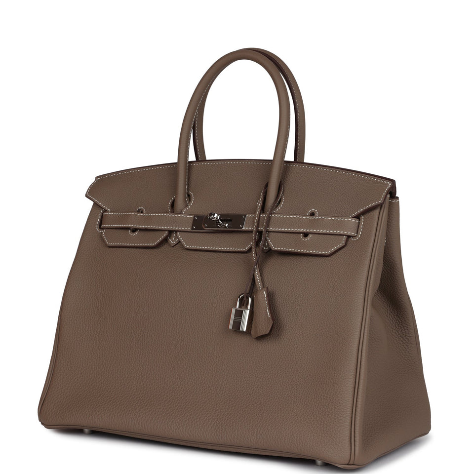 New Hermes Birkin 35 Etoupe Togo Palladium Hardware