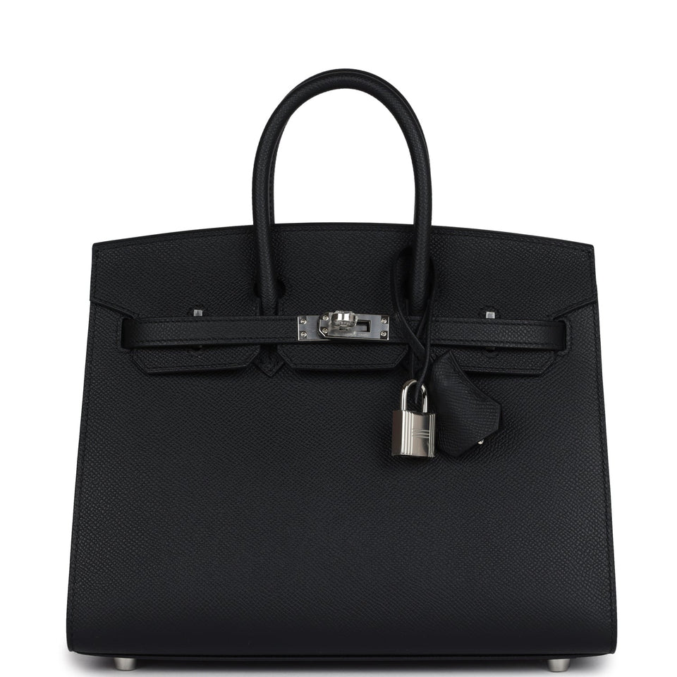 Hermes Birkin Sellier 25 Black Epsom Palladium Hardware
