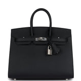 Hermes Birkin Sellier 25 Black Epsom Palladium Hardware