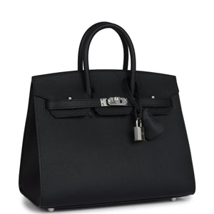 Hermes Birkin Sellier 25 Black Epsom Palladium Hardware