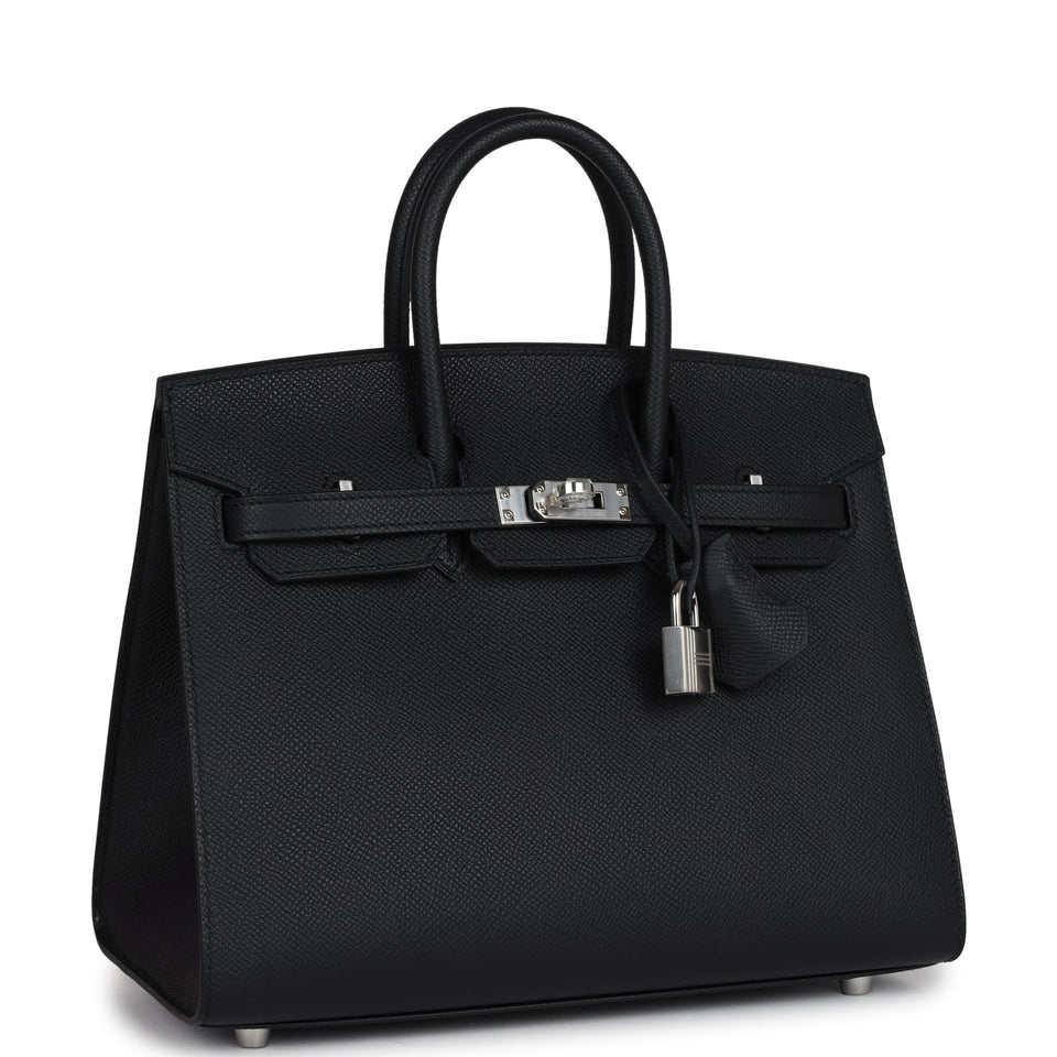 Hermes Birkin Sellier 25 Black Epsom Palladium Hardware