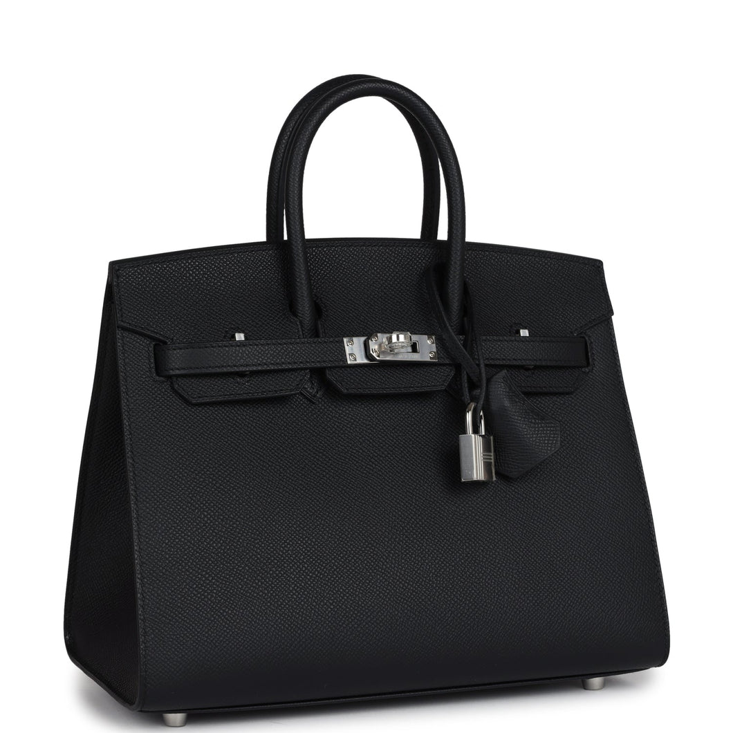 Hermes Birkin Sellier 25 Black Epsom Palladium Hardware