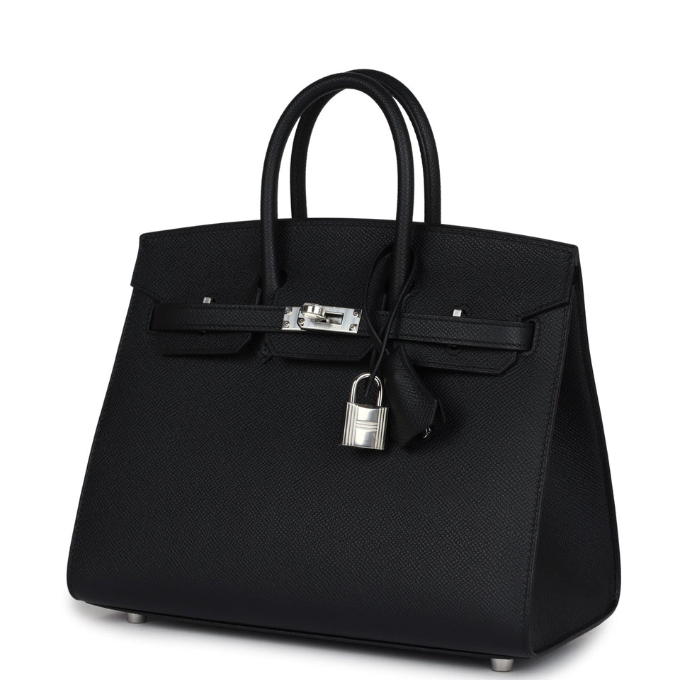 Hermes Birkin Sellier 25 Black Epsom Palladium Hardware