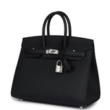 Hermes Birkin Sellier 25 Black Epsom Palladium Hardware