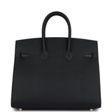 Hermes Birkin Sellier 25 Black Epsom Palladium Hardware
