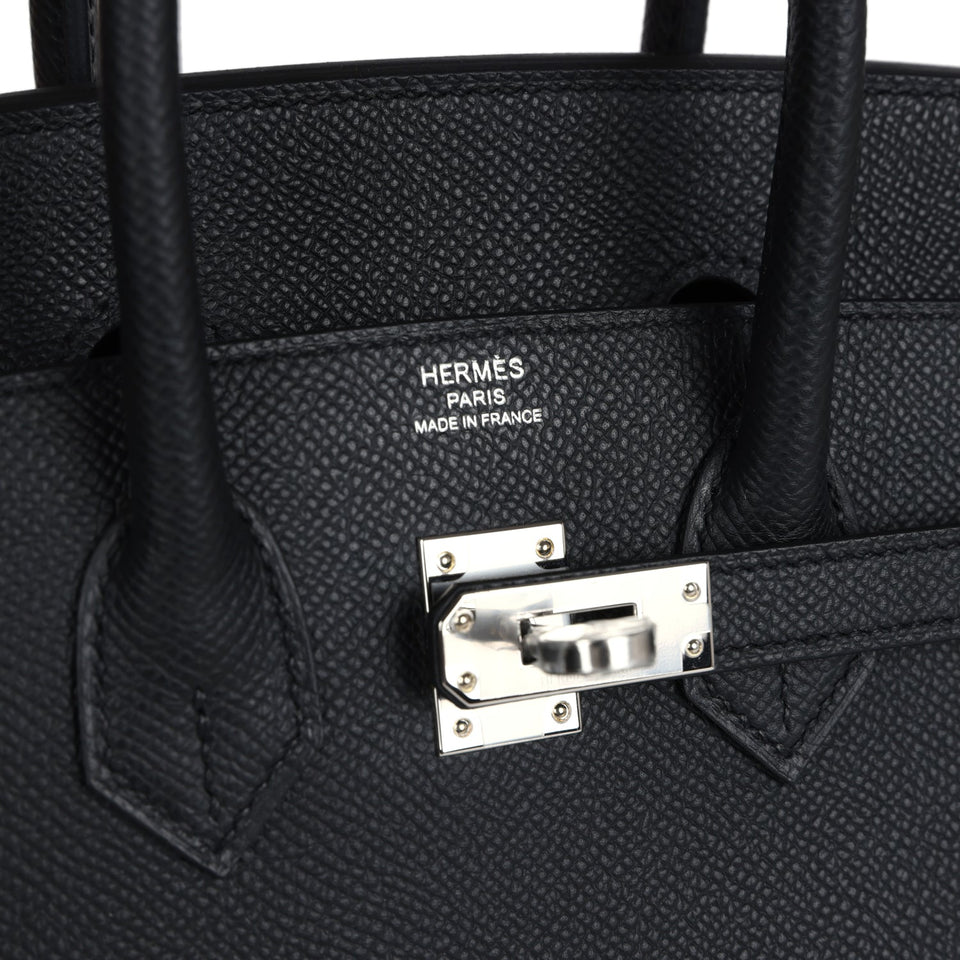 Hermes Birkin Sellier 25 Black Epsom Palladium Hardware