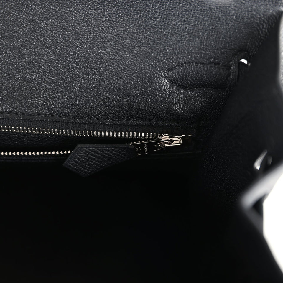 Hermes Birkin Sellier 25 Black Epsom Palladium Hardware
