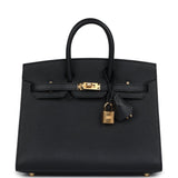 Hermes Birkin Sellier 25 Black Epsom Gold Hardware