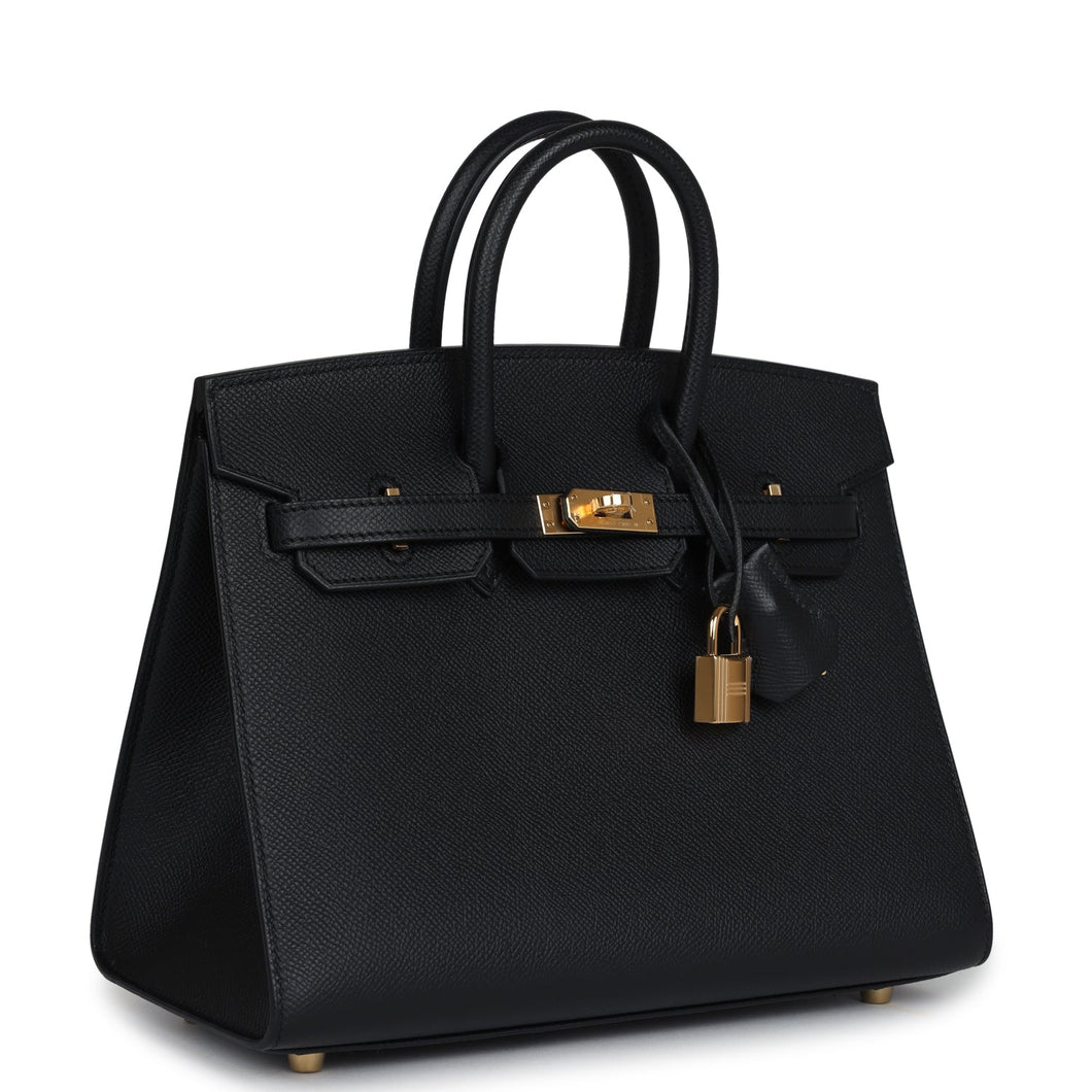 Hermes Birkin Sellier 25 Black Epsom Gold Hardware