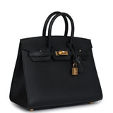 Hermes Birkin Sellier 25 Black Epsom Gold Hardware