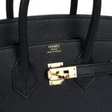 Hermes Birkin Sellier 25 Black Epsom Gold Hardware