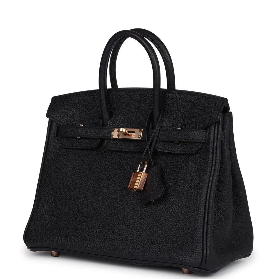 Hermes Birkin 25 Black Togo Rose Gold Hardware