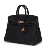 Hermes Birkin 25 Black Togo Rose Gold Hardware