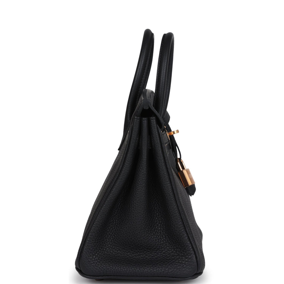 Hermes Birkin 25 Black Togo Rose Gold Hardware