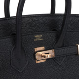 Hermes Birkin 25 Black Togo Rose Gold Hardware