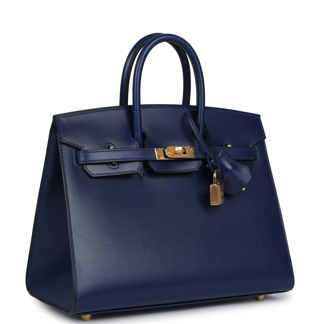 Hermes Birkin Sellier 25 Bleu Saphir Box Gold Hardware