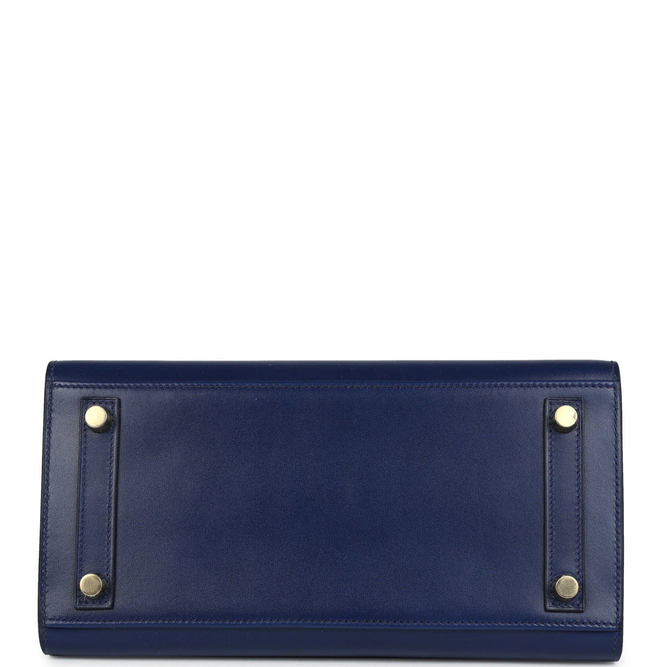 Hermes Birkin Sellier 25 Bleu Saphir Box Gold Hardware