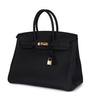 Hermes Birkin 35 Black Togo Gold Hardware