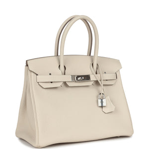 New Hermes Birkin 30 Craie Togo Palladium Hardware