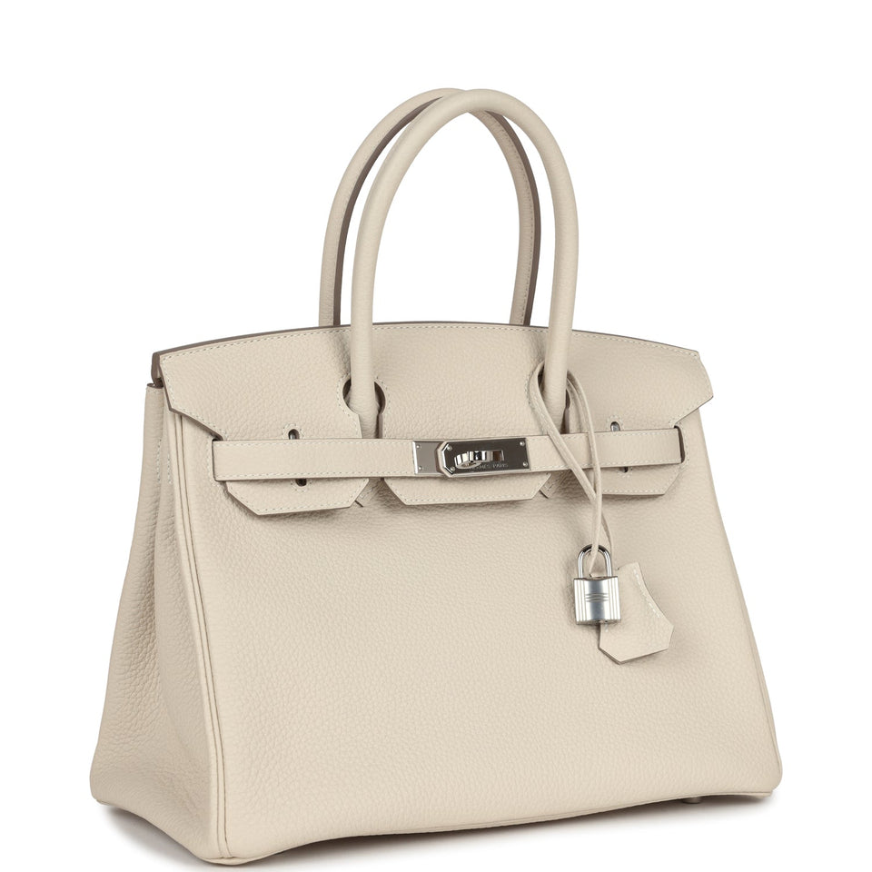 New Hermes Birkin 30 Craie Togo Palladium Hardware