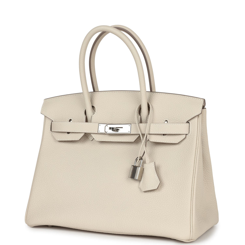 New Hermes Birkin 30 Craie Togo Palladium Hardware