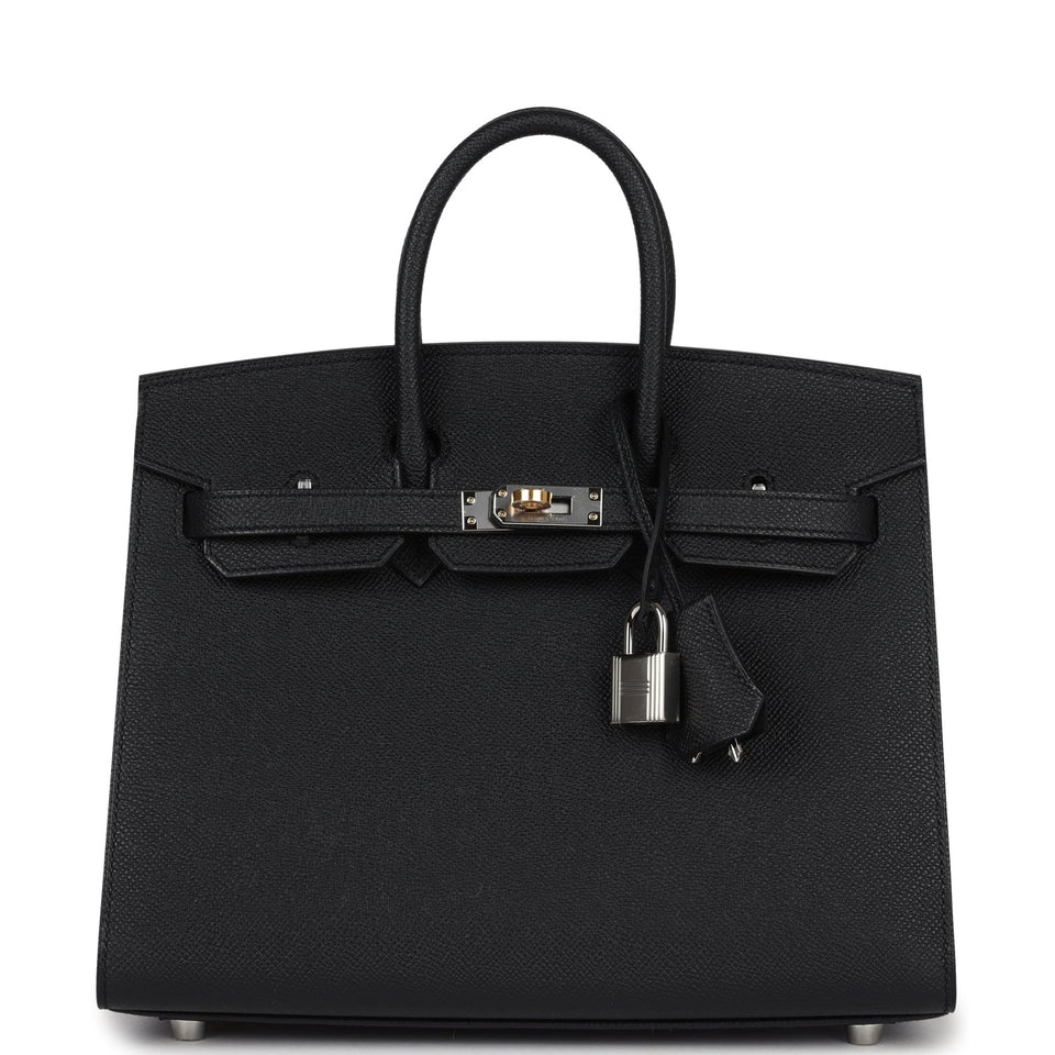 Hermes Birkin Sellier 25 Black Epsom Electrum Hardware