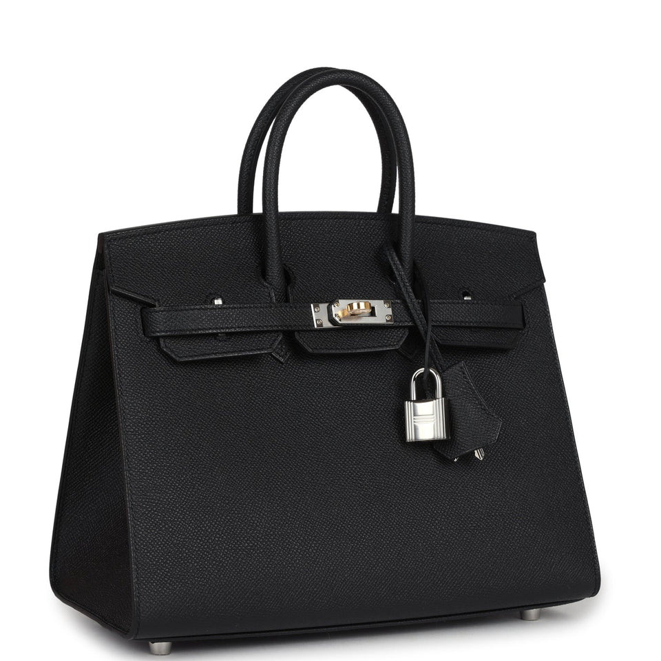 Hermes Birkin Sellier 25 Black Epsom Electrum Hardware